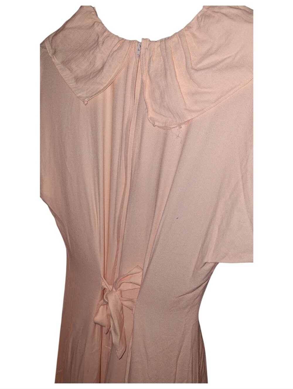 Vtg 80s Cottagecore Floral Button Front Midi Dress Peach Prairie DRESS 10 Ruffle - Picture 3 of 9